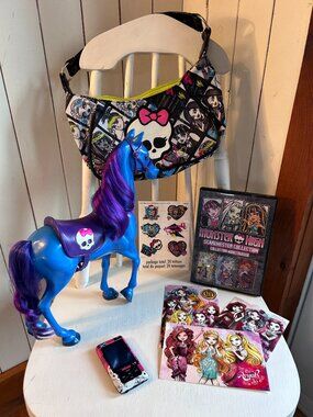 Monster High lot, MP3 Player, DVD, Bag,horse, tattoo (6),Postal cards Ever After